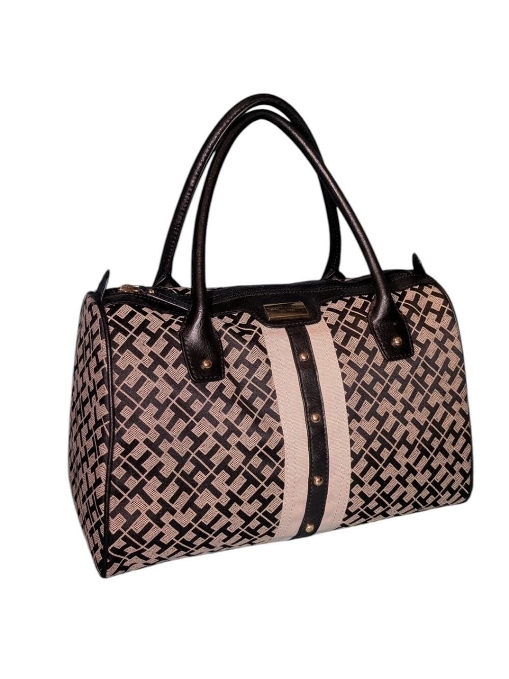 Tommy Hilfiger • Monogram Black and Tan Doctor Satchel Hand Bag